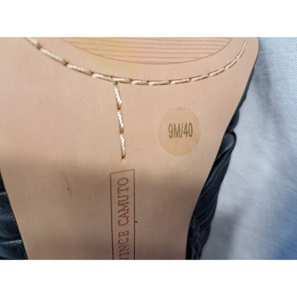 Vince Camuto Womens Anara Black Leather Peep Toe Ankle Bootie Heels Shoes 9M - Picture 9 of 10